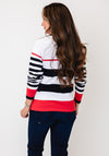Micha Strip Colour Block Detail Fine Knit Jumper, Red