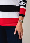 Micha Strip Colour Block Detail Fine Knit Jumper, Red