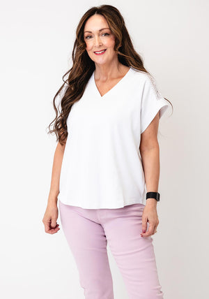 Micha Basic with Shoulder Detail T-Shirt, White