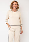 Micha Contrast Detail Crewneck Jumper, Beige