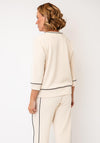 Micha Contrast Detail Crewneck Jumper, Beige
