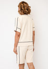 Micha Contrast Detail Round Neck T-Shirt, Beige