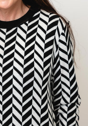 Micha Arrow Weave Geometric Print Jumper, Black Multi