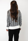 Micha Arrow Weave Geometric Print Jumper, Black Multi