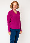 Micha Ribbed V Neck Sweater, Purple