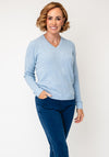 Micha Ribbed V Neck Sweater, Blue