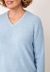 Micha Ribbed V Neck Sweater, Blue