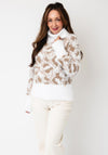 Micha Textured with Pearl Detail Jumper, Brown and White