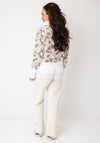 Micha Textured with Pearl Detail Jumper, Brown and White