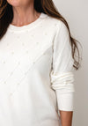 Micha Stitch with Pearl Detail Knitted Jumper, Cream