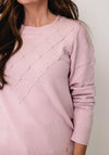 Micha Stitch with Pearl Detail Knitted Jumper, Pink