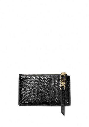 MICHAEL Michael Kors Empire Crocodile Embossed Card Holder, Black