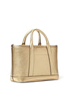 MICHAEL Michael Kors Luisa Metallic Leather Small Satchel Bag, Pale Gold