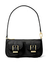 MICHAEL Michael Kors Zoe Pebbled Leather Pochette Shoulder Bag, Black