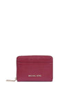 Jet Set Small Pebbled Leather Zip-Around Card Case, Deep Red