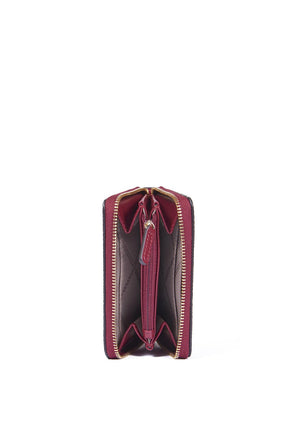 Jet Set Small Pebbled Leather Zip-Around Card Case, Deep Red