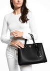 MICHAEL Michael Kors Chantal Medium Pebbled Leather Satchel, Black