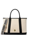 Michael Kors Luisa Cotton Canvas Medium Satchel, Natural & Black
