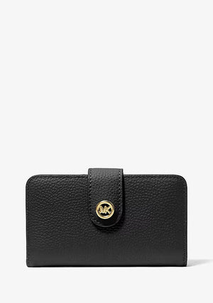 MICHAEL Michael Kors Pebbled Leather with Pop Charm Wallet, Black