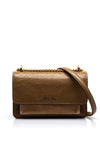 MICHAEL Michael Kors Claire Crushed Leather Crossbody Bag, Husk Brown