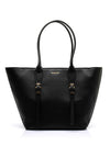 MICHAEL Michael Kors Moore Pebbled Leather Buckle Tote Bag, Black