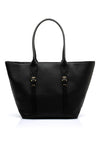 MICHAEL Michael Kors Moore Pebbled Leather Buckle Tote Bag, Black