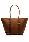 MICHAEL Michael Kors Moore Pebbled Leather Buckle Tote Bag, Brown