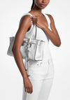 MICHAEL Michael Kors Hamilton Leather Shoulder Bag, White