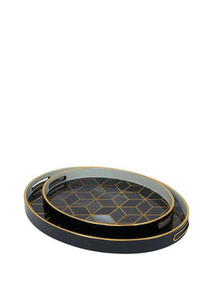 Mindy Brownes Set of 2 Geometric Trays, Navy