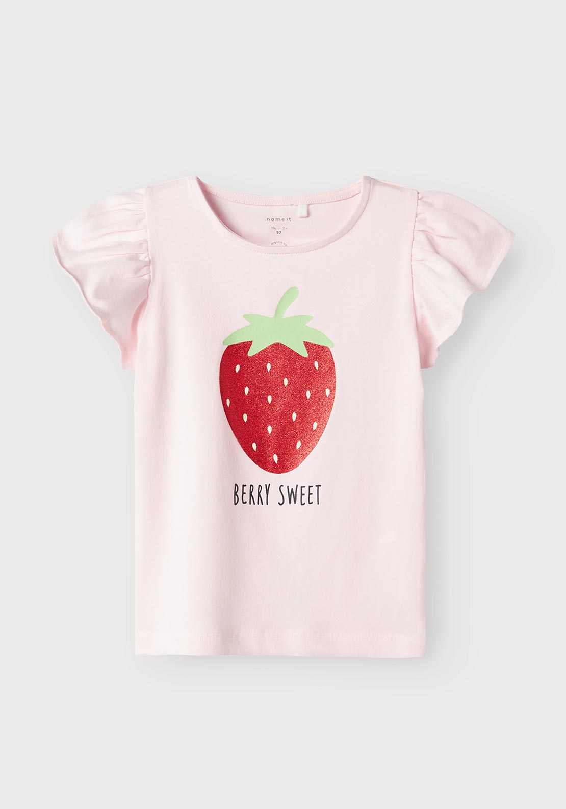 Name It Mini Girl Folly Glitter Short Sleeve Top, Ballerina