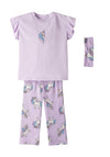 Ebita Mini Girl Unicorn Top Legging Headband Set, Lilac