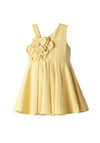 Ebita Mini Girl Floral and Feather Dress, Yellow