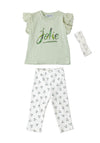 Ebita Girl Floral Tee Legging and Headband Set, Green