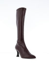 MISS ELASTIC High Heel Knee Length Sock Boot, Burgandy
