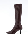 MISS ELASTIC High Heel Knee Length Sock Boot, Burgandy
