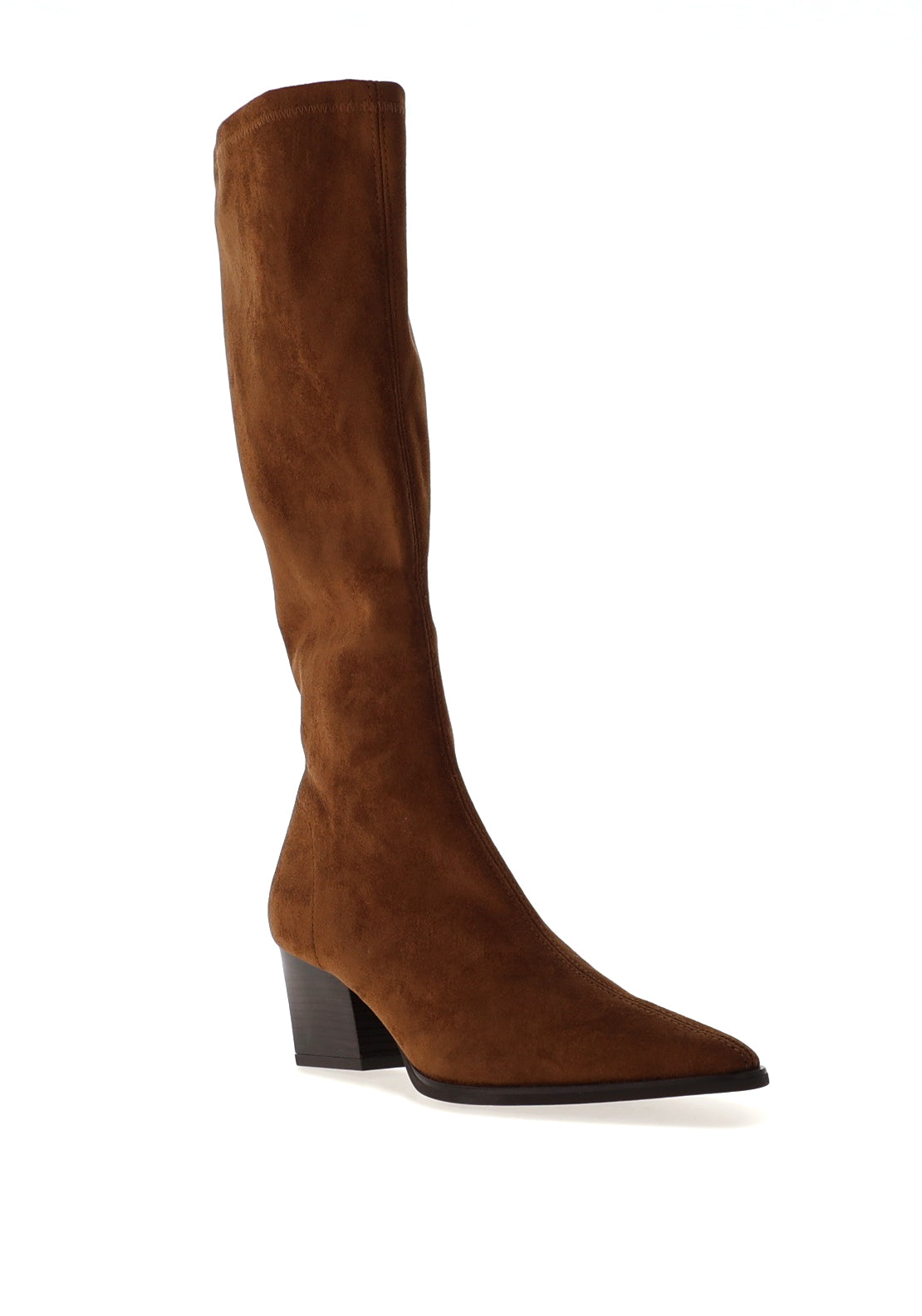 MISS ELASTIC Knee High Pointed Toe Sock Boot, Tan