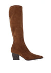 MISS ELASTIC Knee High Pointed Toe Sock Boot, Brown