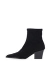 MISS ELASTIC Block Heel Ankle Sock Boot, Black