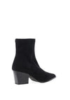 MISS ELASTIC Block Heel Ankle Sock Boot, Black