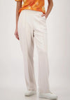 Monari Glitter Stripe Elasticated Straight Leg Trousers, Cream