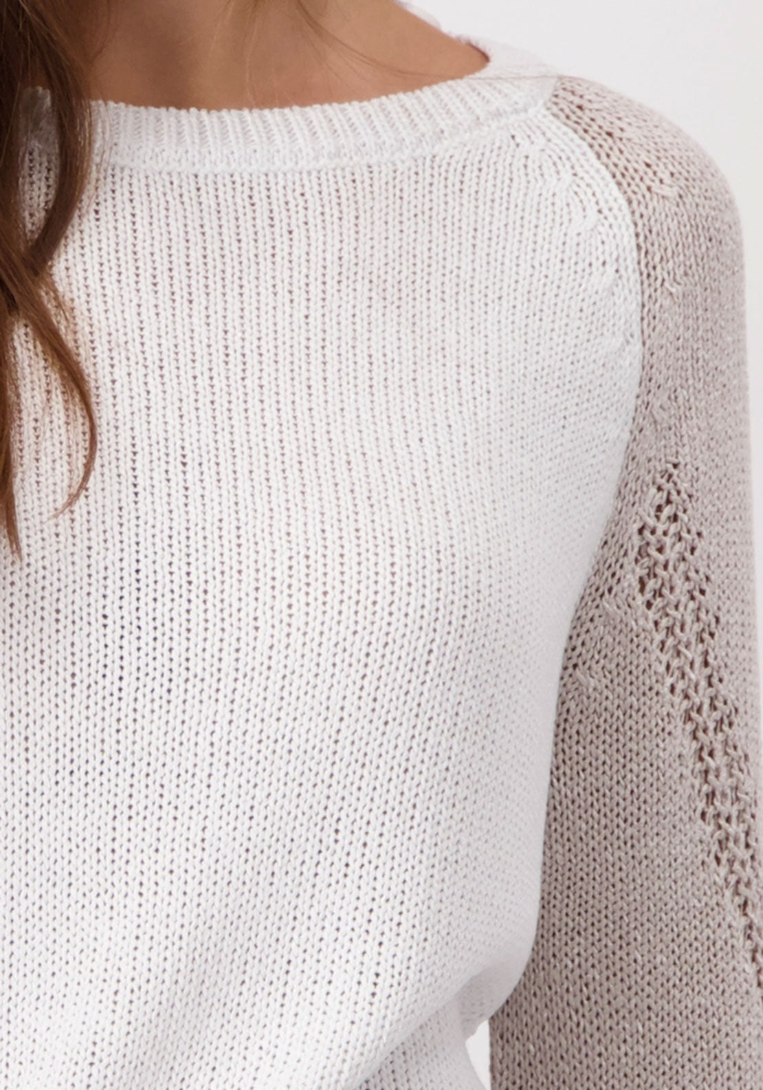Monari Colour Block Knit Jumper, White and Beige