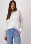 Monari Colour Block Knit Jumper, White and Beige