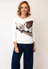 Monari Rhinestone Swan Jersey Top, White