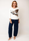 Monari Rhinestone Swan Jersey Top, White