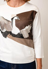 Monari Rhinestone Swan Jersey Top, White