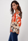 Monari Floral Print Satin Blouse, Orange