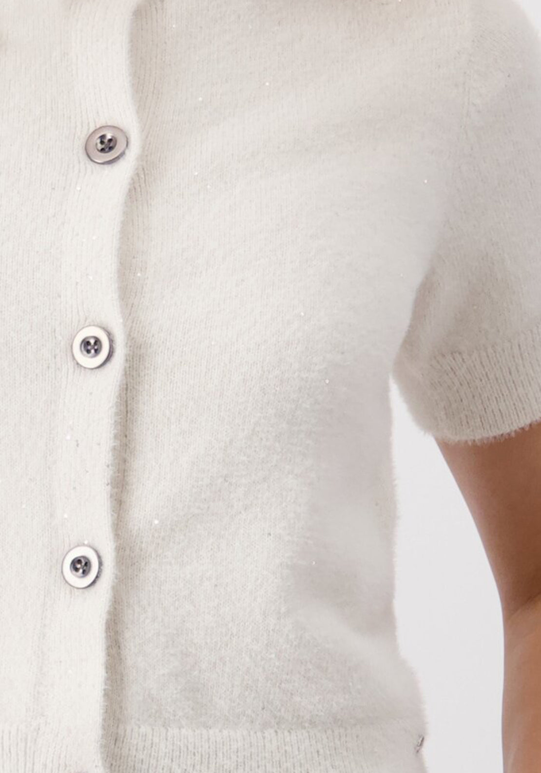 Monari Sequin Buttoned Knit Cardigan, Light Beige