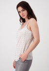 Monari Studded Lace Trim Cami Top, Bone