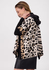 Monari Animal Print Zip Up Poncho, Beige