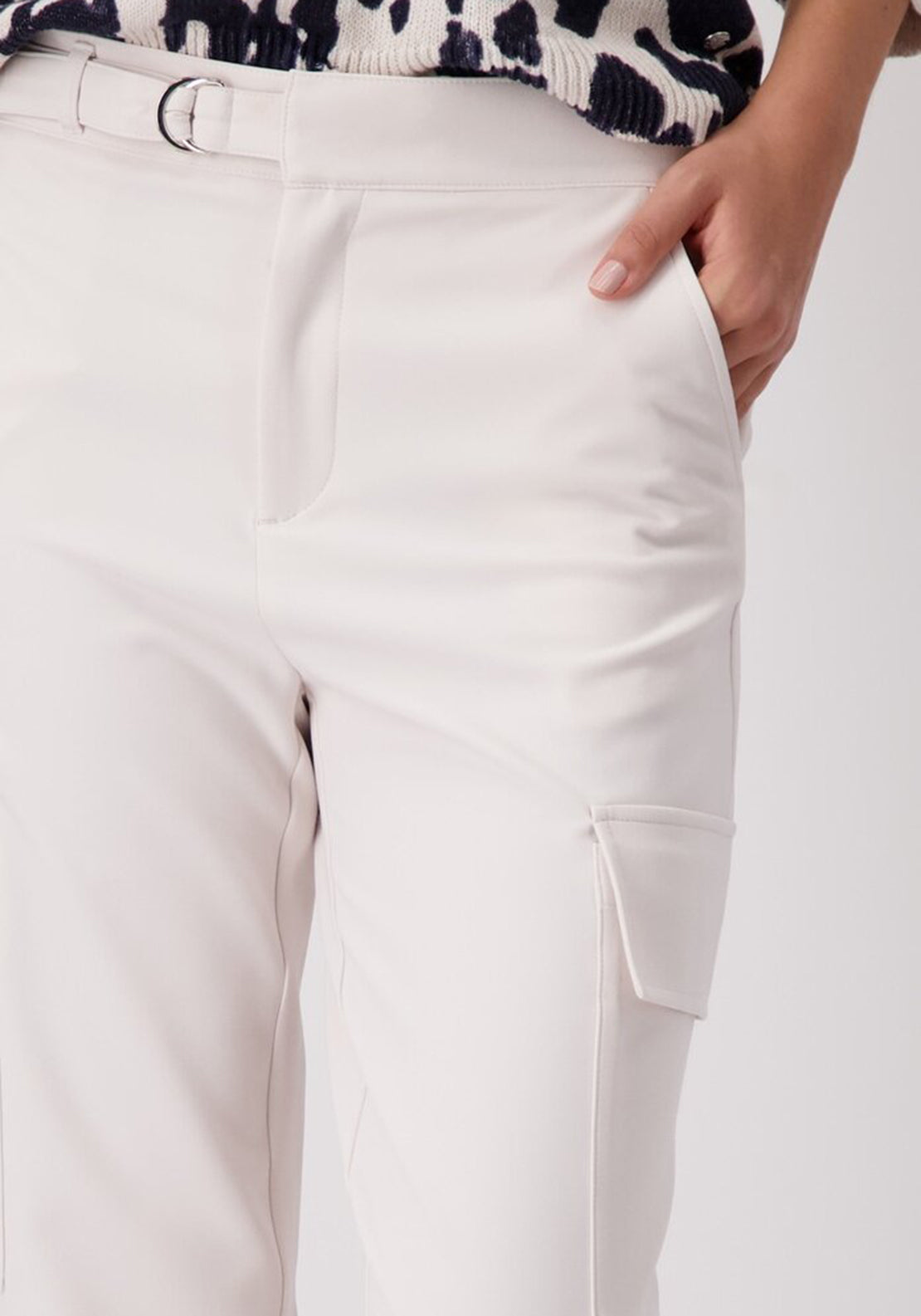 Monari Wide Leg Cargo Trousers, Light Beige
